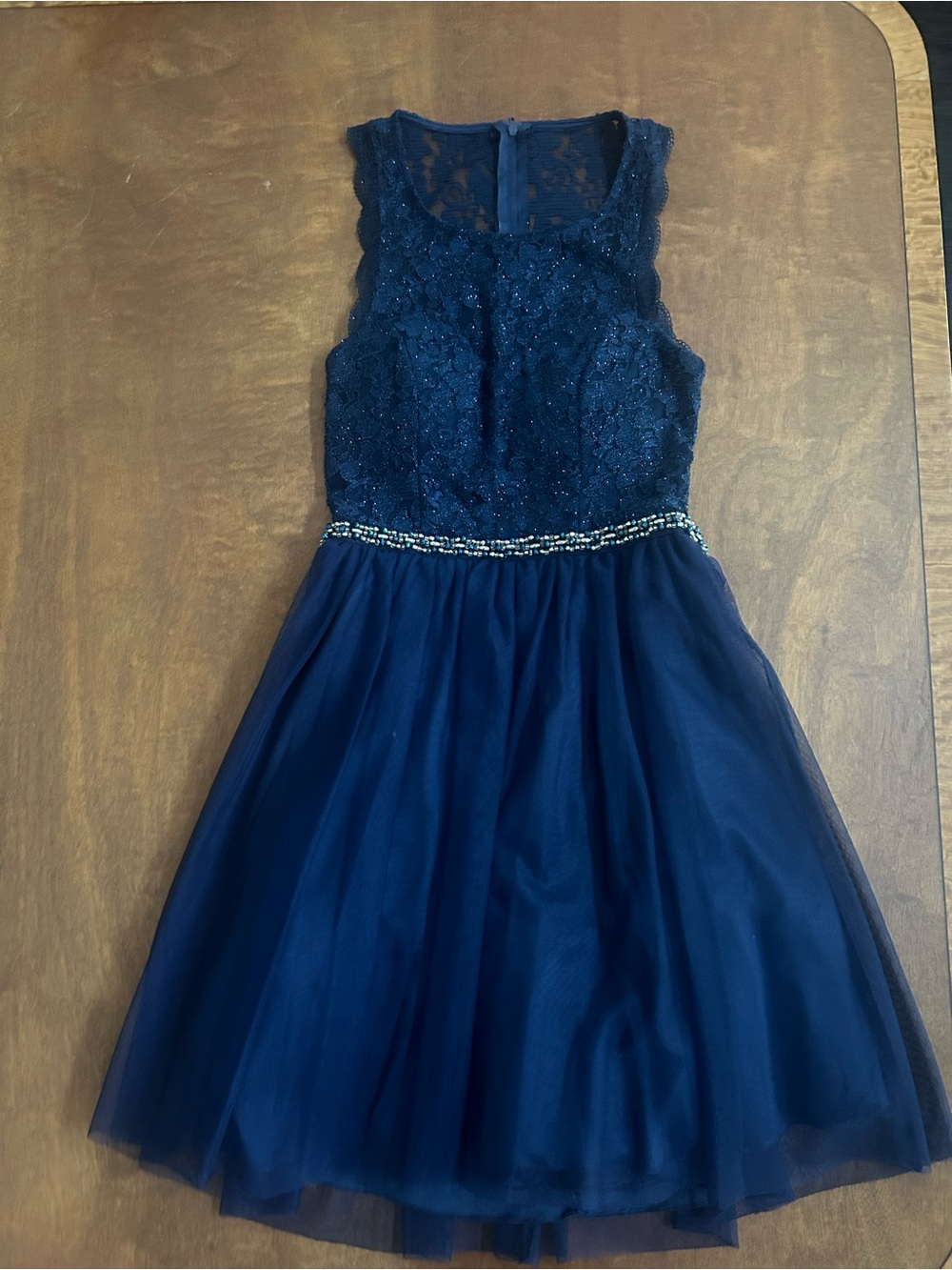 Navy lace and tulle homecoming and formal party dress